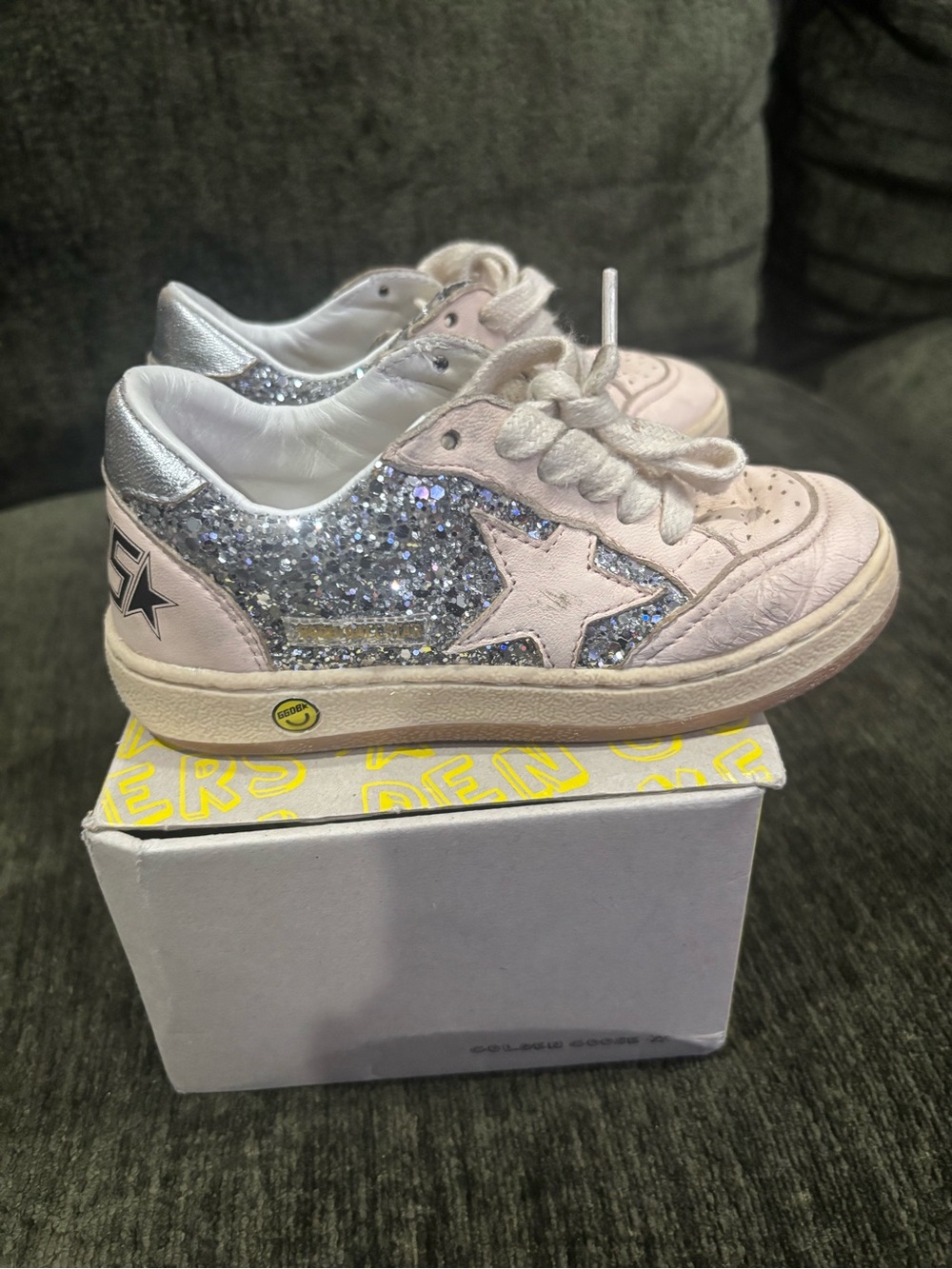 Golden Goose Kids Glitter Sneakers Size 27 /US10 Made in Italy Pink/Silver - Picture 6 of 9